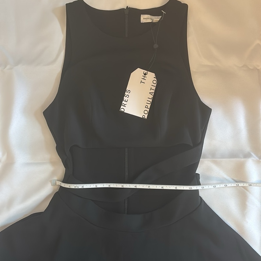 Dress the Population Mariela Dress Midi Length Flare Silhouette Black W XS NWT - Picture 9 of 9